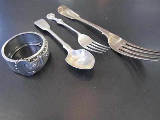 Appraisal: ONE BAG OF SILVER INCL NAPKIN RING FORK ETC