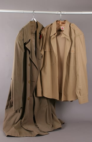 Appraisal: Grouping consisting of khaki shirt and pants and military overcoat