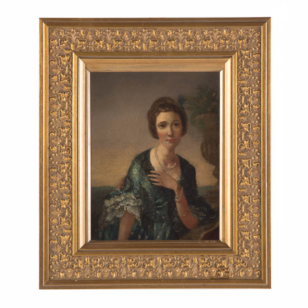 Appraisal: Portrait of a Lady with Pearls oil on canvas