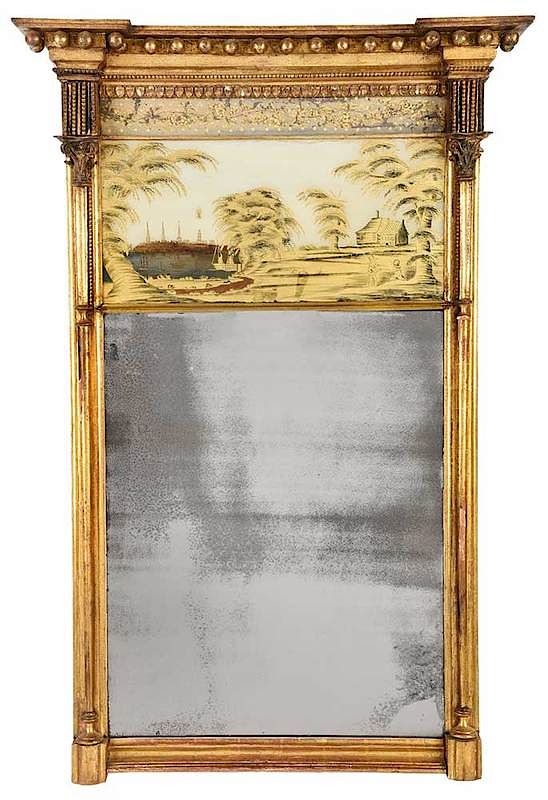 Appraisal: American Federal Eglomise Mirror probably New York circa gilt frame