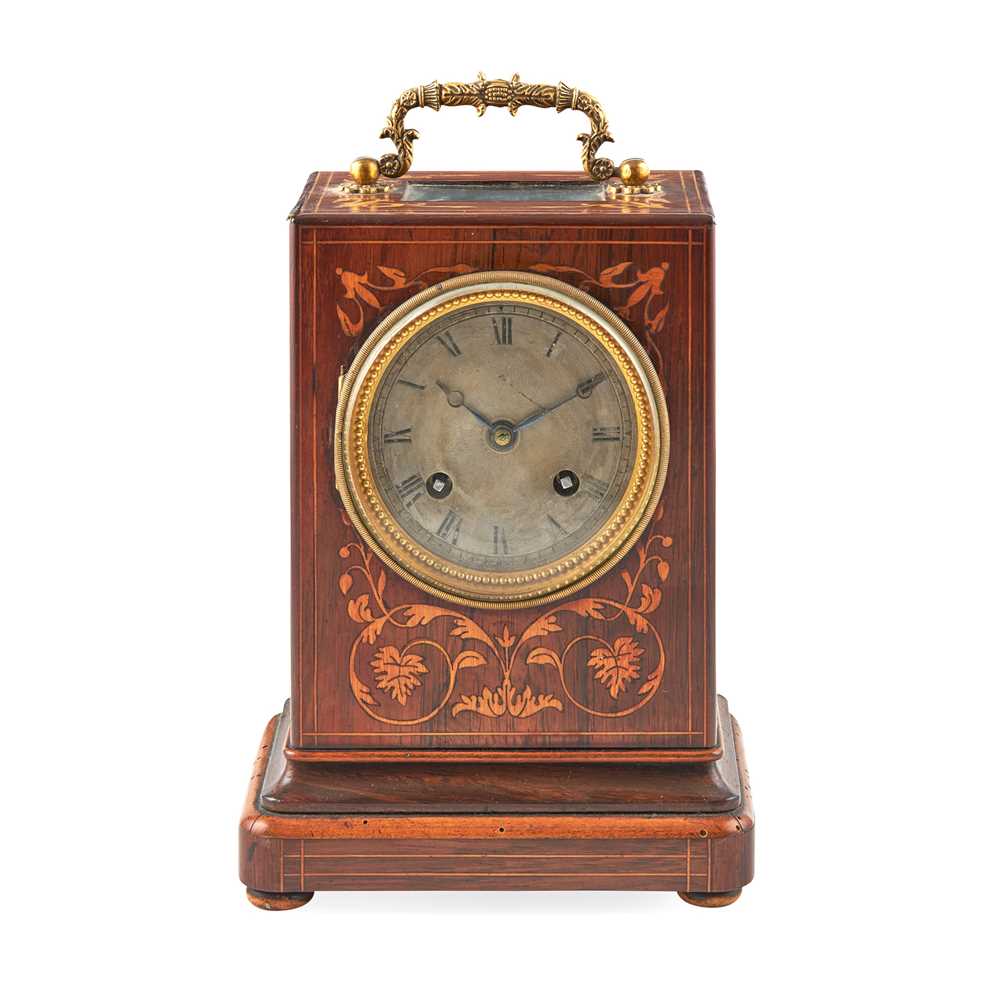 Appraisal: Y FRENCH ROSEWOOD AND FLORAL MARQUETRY BRACKET CLOCK B PROMOLI