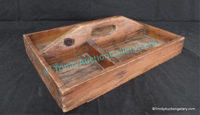 Appraisal: Primitive Wooden Tool Tote Home made - primitive tool tote