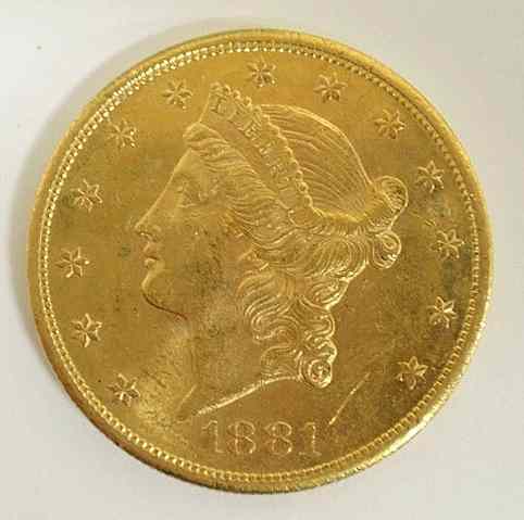 Appraisal: S Liberty double eagle twenty-dollar gold coin brilliant uncirculated