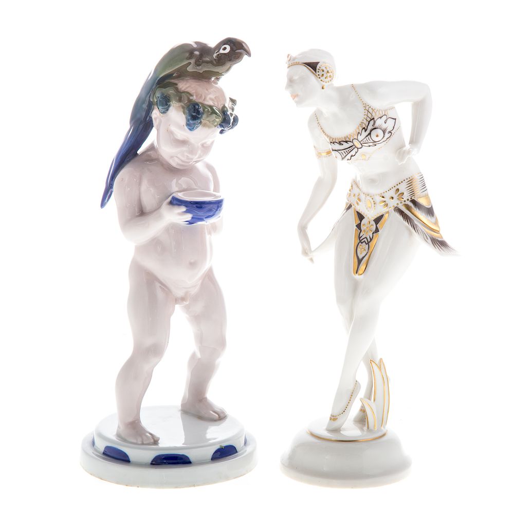 Appraisal: Two German porcelain figures Rosenthal Kleiner Bacchant by Ferdinand Liebermann