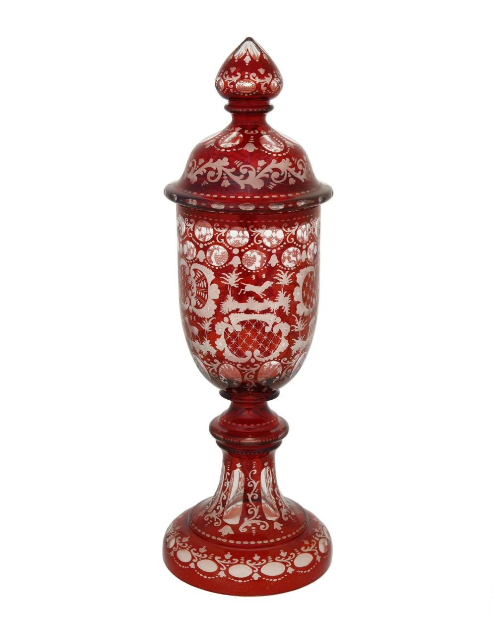 Appraisal: A BOHEMIAN CUT-GLASS LIDDED VASEA Bohemian cut-glass lidded vase Late