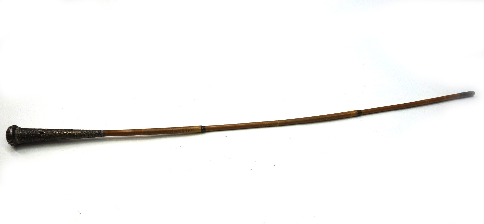 Appraisal: An Indian silver mounted walking cane circa the handle embossed