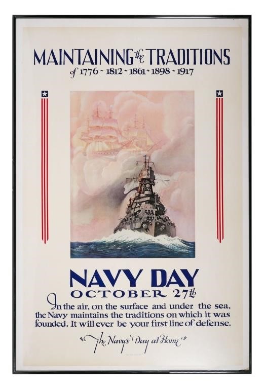 Appraisal: Rare Navy Day poster by Frank Ochs Measures x framed