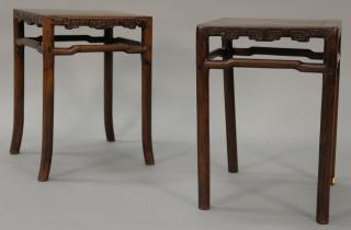 Appraisal: Pair of Qing Dynasty side tables with carved sides and