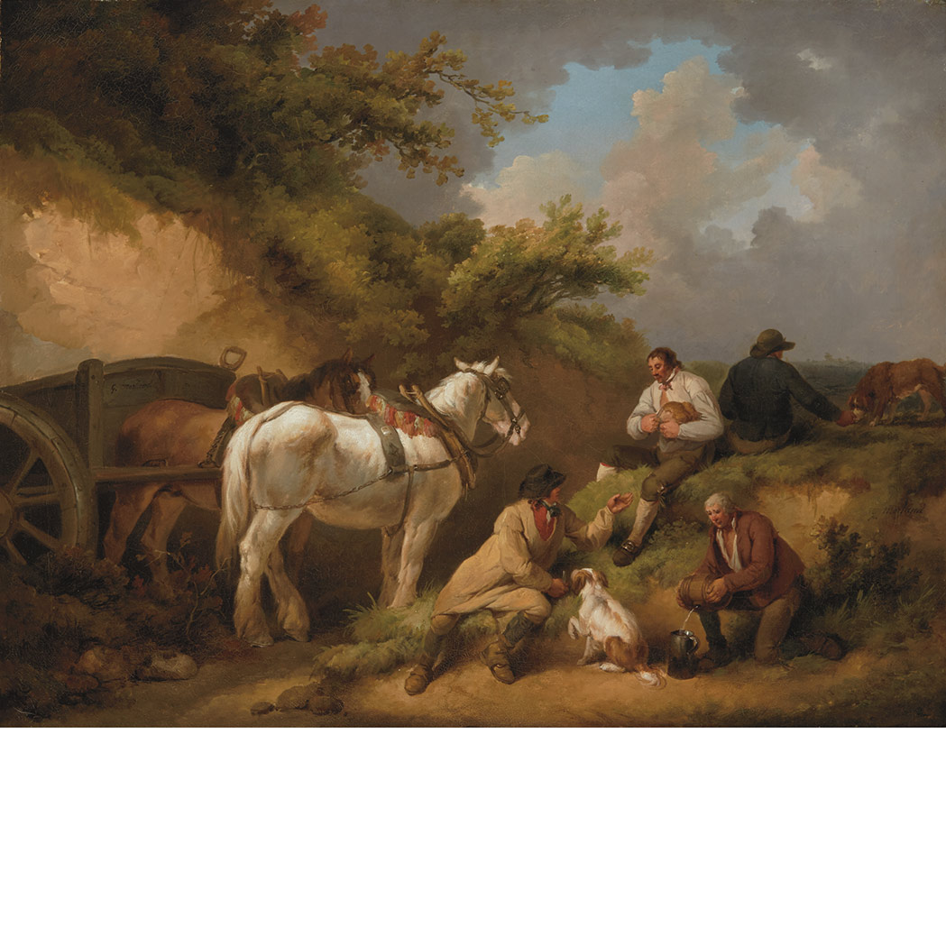 Appraisal: George Morland British - The Labourers' Luncheon Signed g morland