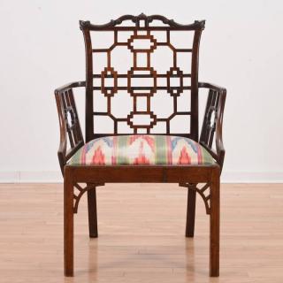 Appraisal: Nice Chinese Chippendale mahogany armchair th thc cockpen backrest and