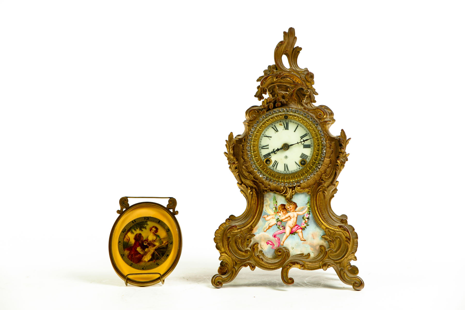 Appraisal: TWO KEY WIND CLOCKS Ansonia Mantle Clock American st quarter-