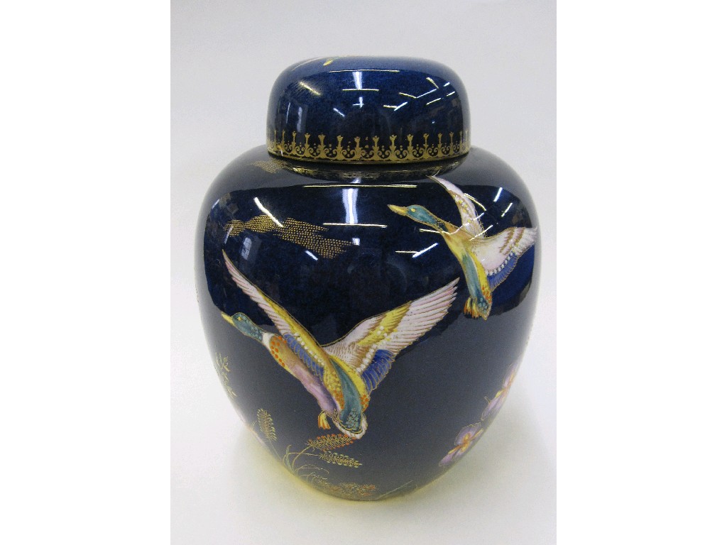 Appraisal: Carlton Ware Bleu Royale 'Duck' ginger jar lid def