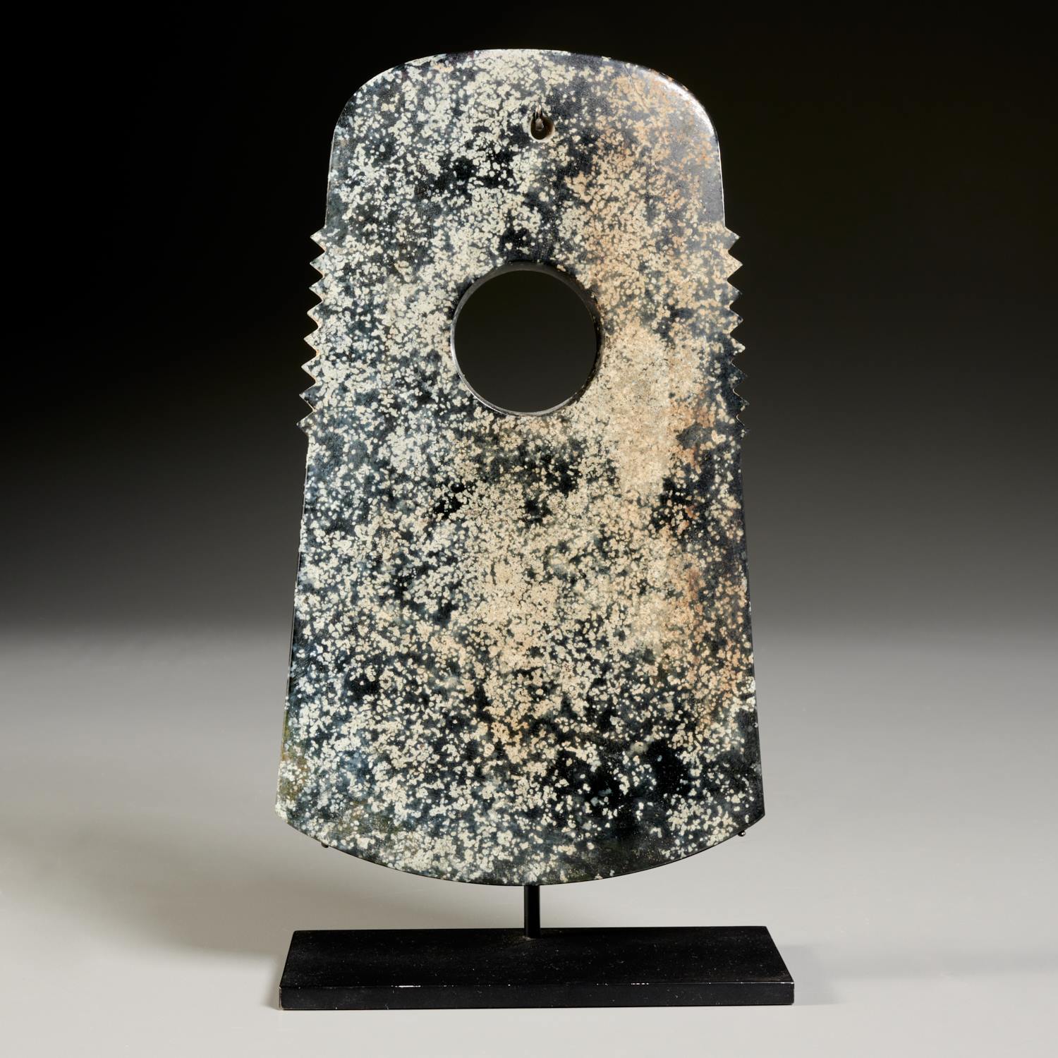 Appraisal: ARCHAIC STYLE CHINESE HARDSTONE RITUAL OBJECT Possibly c BCE axe