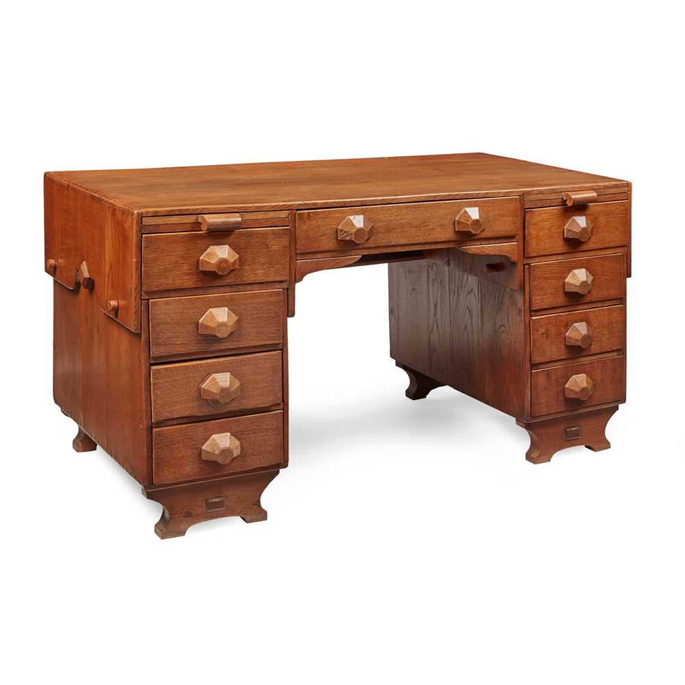 Appraisal: ARTHUR ROMNEY GREEN BRITISH - NINE-DRAWER SECTIONAL DESK CIRCA -