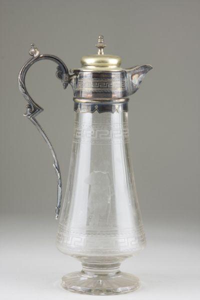 Appraisal: Classical Silver Mounted Glass Ewer th Century the cut and