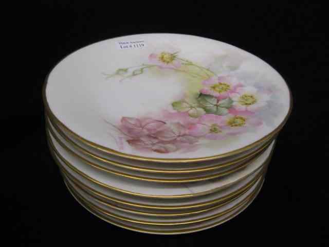 Appraisal: T V Limoges Handpainted Plates floral decoration artist signed C