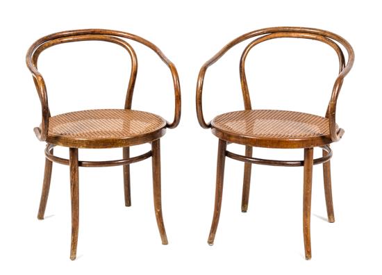 Appraisal: Sale Lot A Pair of Bentwood Armchairs each having a