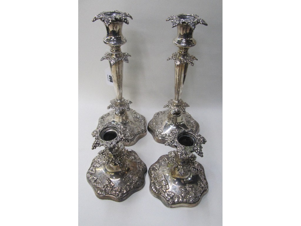 Appraisal: Two pair of matching silver plated candl