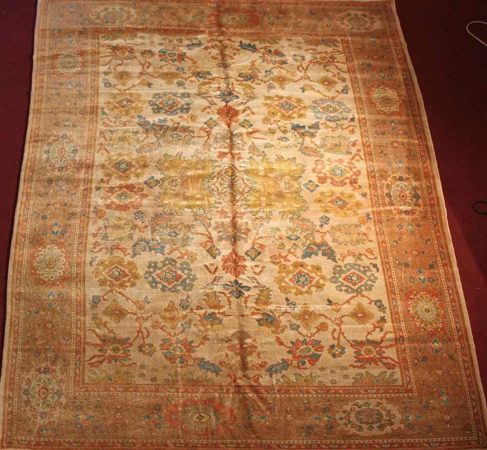 Appraisal: TURKISH OUSHAK WOOL RUG approx ' '' x ' ''