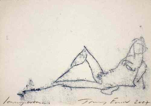 Appraisal: Tracey Emin born - Blue pastel drawing - ''Leaning Woman