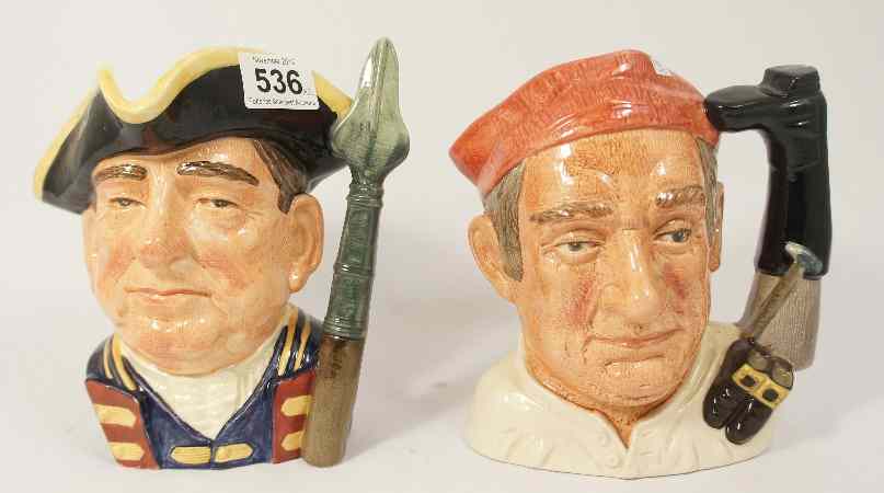 Appraisal: Royal Doulton Large Character Jugs The Guardsman D and The