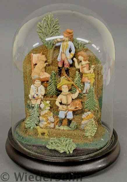 Appraisal: Continental ceramic faux wax Alpine figural group with animals people