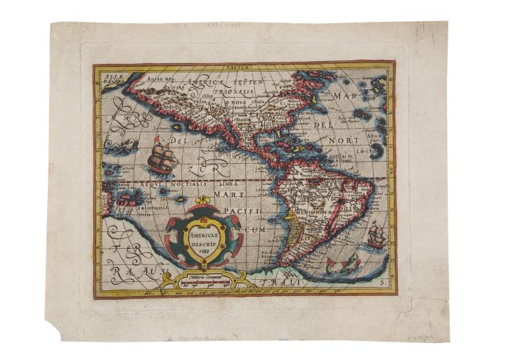 Appraisal: Gerhard Mercator Hondius Hand-Colored Map of the Western Hemisphere the