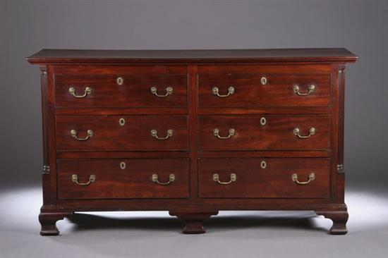 Appraisal: ENGLISH GEORGE III MAHOGANY MULE CHEST th century Molded-edge rectangular