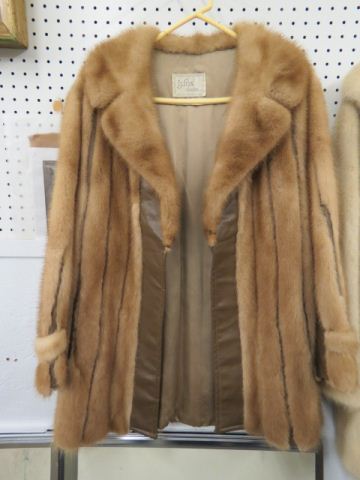 Appraisal: Mink Coat medium brown leather trim