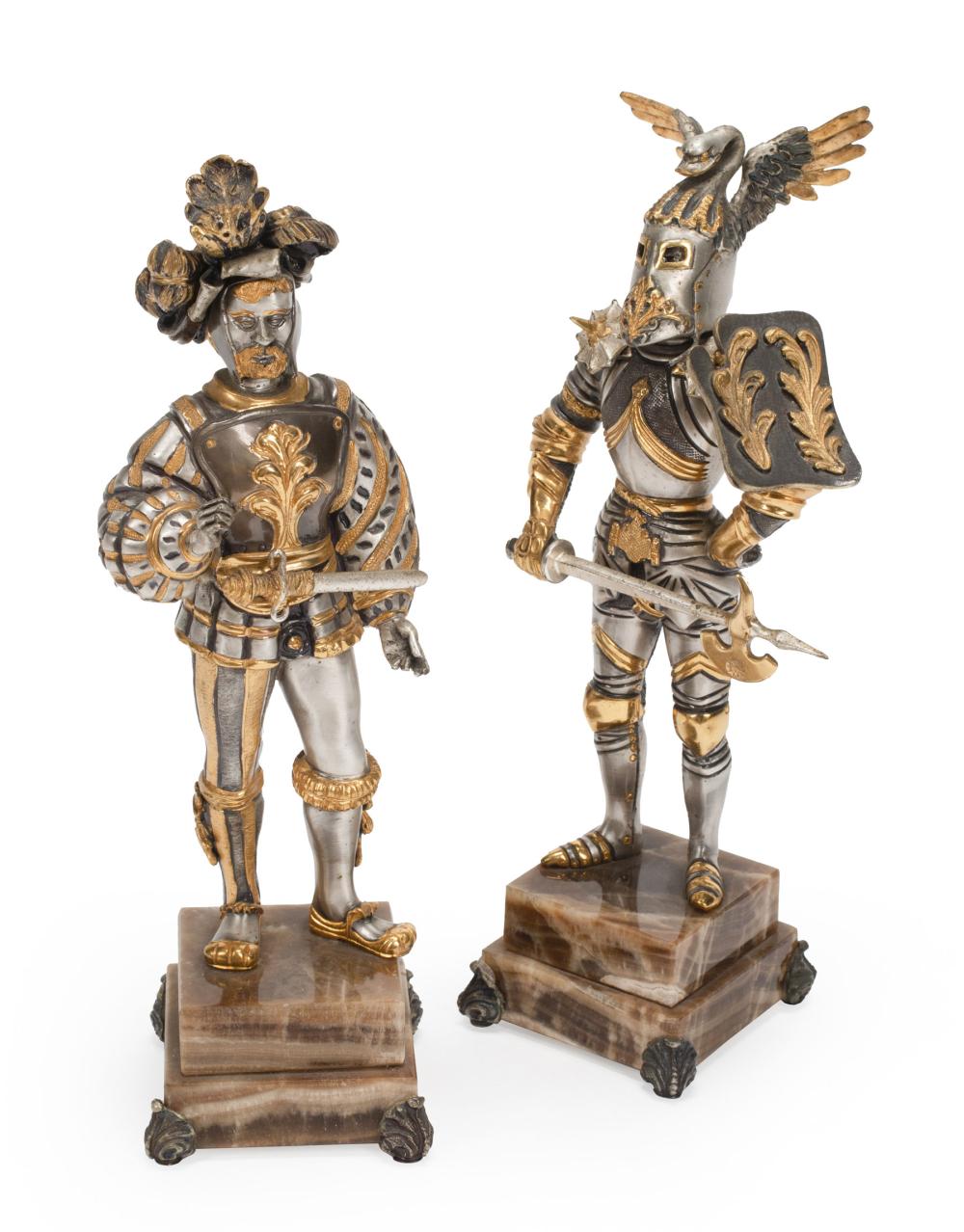 Appraisal: Pair of Italian Silver and Gilt Metal Figures of Knights