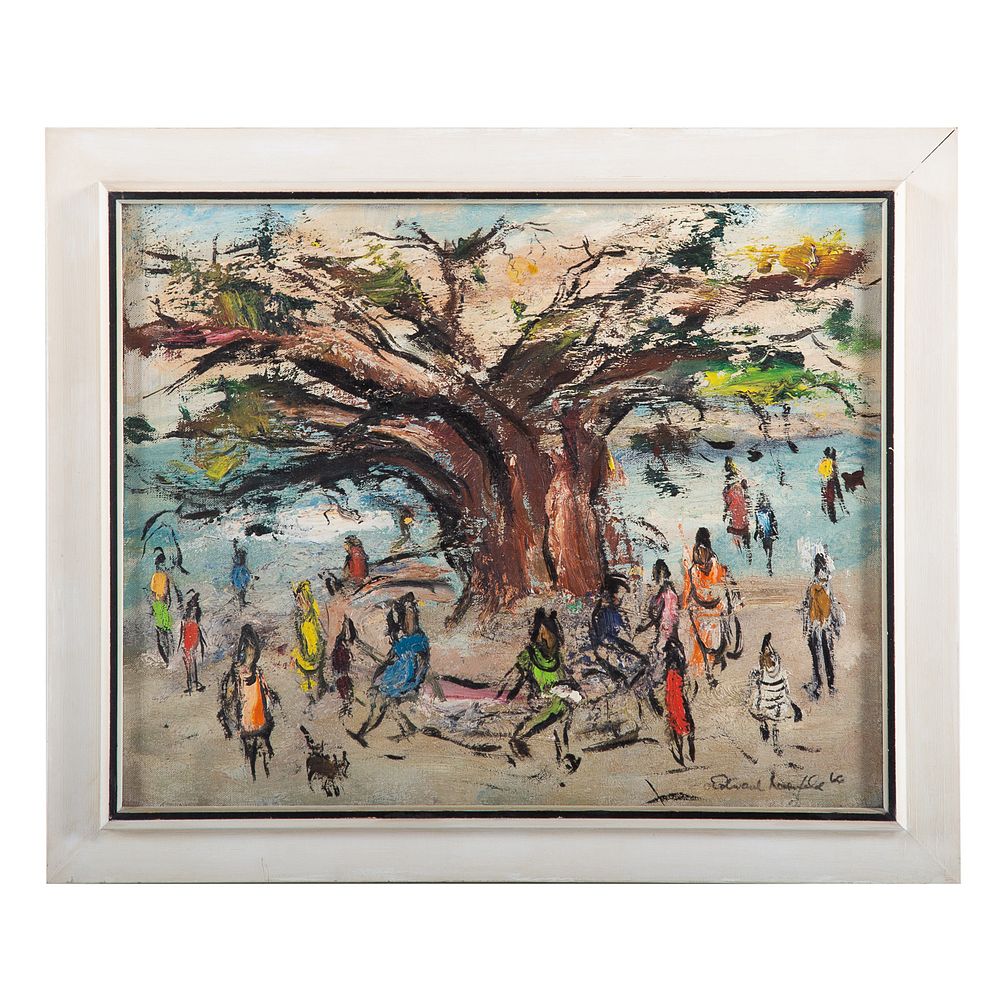 Appraisal: Edward Rosenfeld People and Tree oil American - Oil on