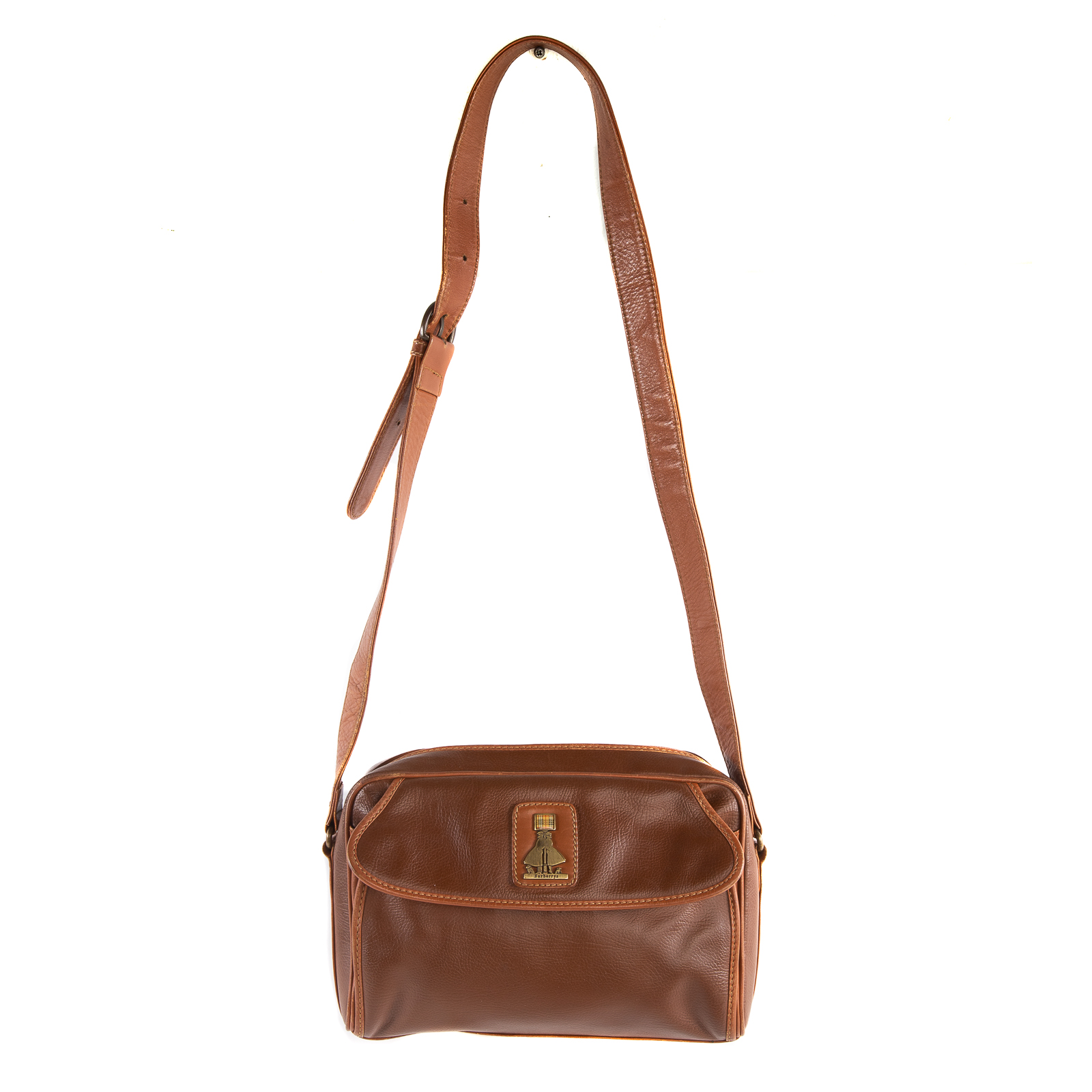 Appraisal: A BURBERRY FRONT POCKET CROSSBODY A brown leather Burberry Front