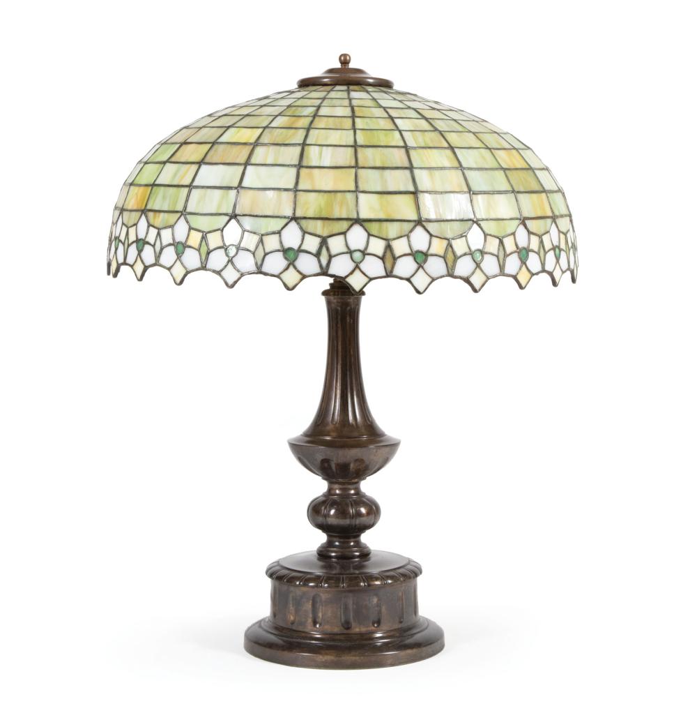 Appraisal: Good American Leaded Glass Desk Lamp on Pairpoint Base c