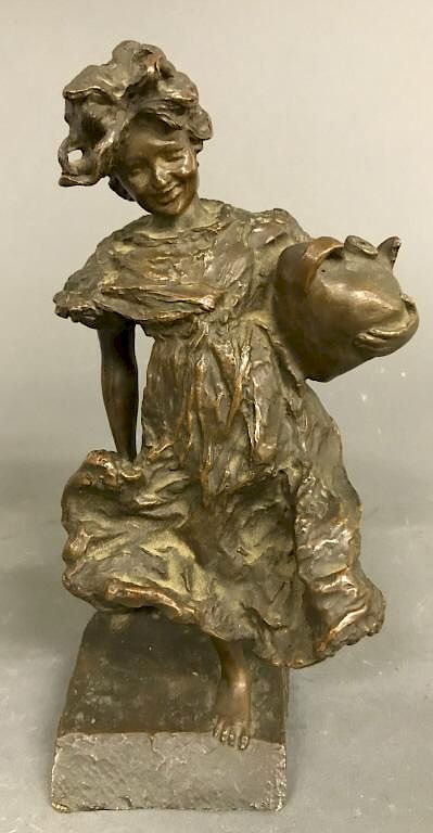 Appraisal: Giuseppe Renda Bronze Water Gail Figure Giuseppe Renda Italian -