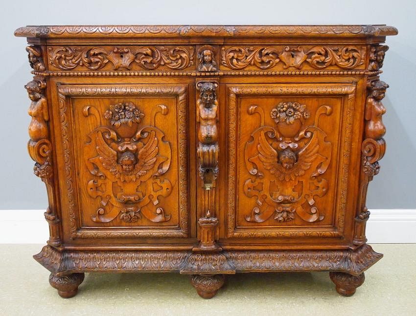 Appraisal: French Oak buffet A th century French carved Oak buffet