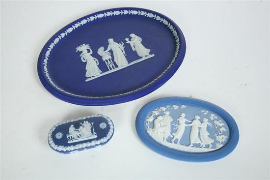 Appraisal: THREE PIECES OF WEDGWOOD JASPERWARE All with classical scenes A