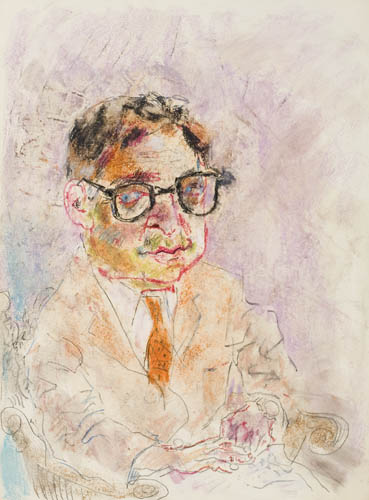 Appraisal: ZERO MOSTEL Portrait of Stanley Prager Pastel crayon and pencil