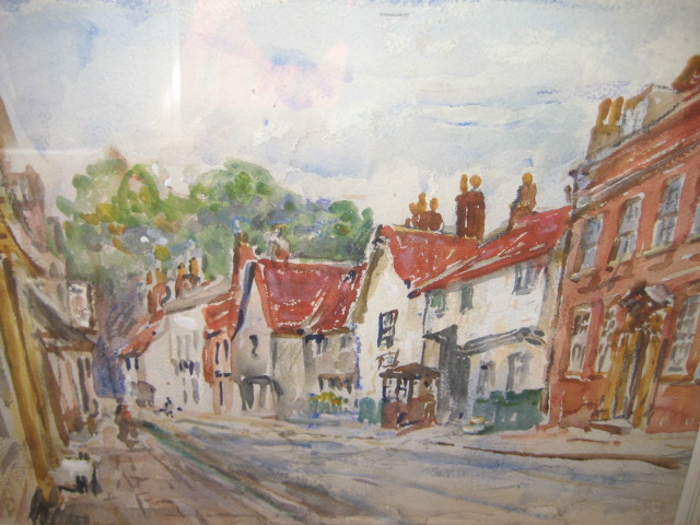 Appraisal: ROWLAND HENRY HILL - Village Street Scene watercolour heightened with