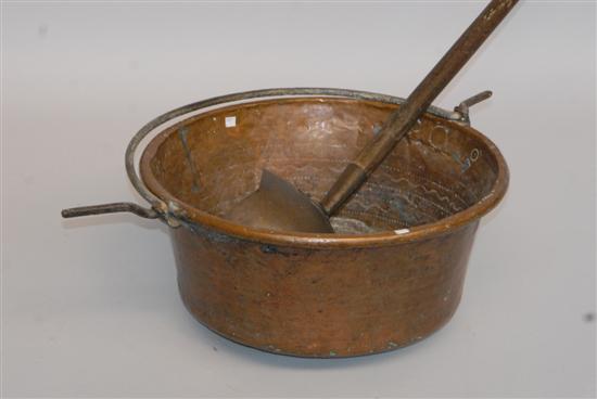 Appraisal: TH C LARGE COPPER POT WITH OVERSIZED COPPER LADDLE Laddle