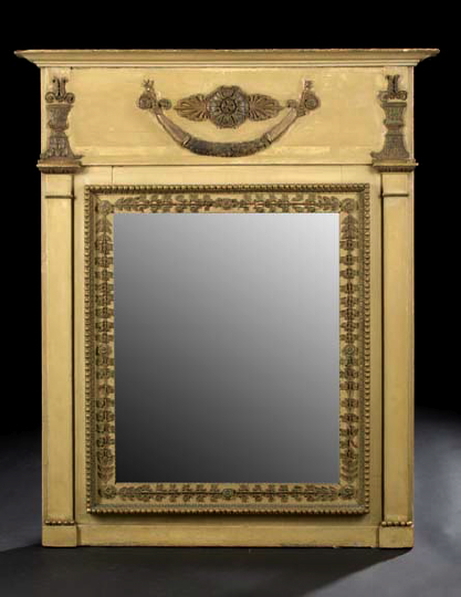 Appraisal: Directoire-Style Polychromed Looking Glass early th century the rectangular plate