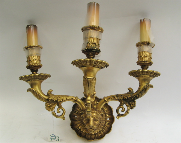 Appraisal: GILT BRONZE AND BRASS -LIGHT WALL SCONCE having lion's mask