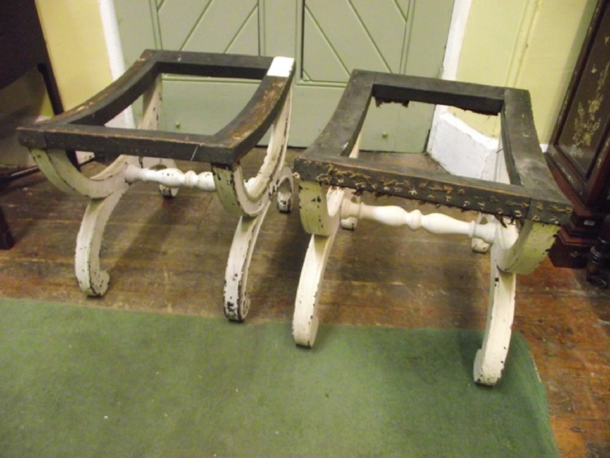 Appraisal: A pair of th century x framed stool frames on