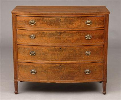 Appraisal: GEORGE III CARVED MAHOGANY BOWED BREAKFRONT CHEST OF DRAWERS The