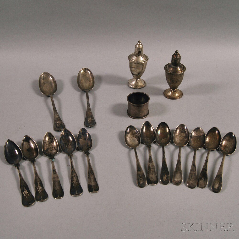 Appraisal: Small Group of Mostly Coin and Sterling Silver Spoons including