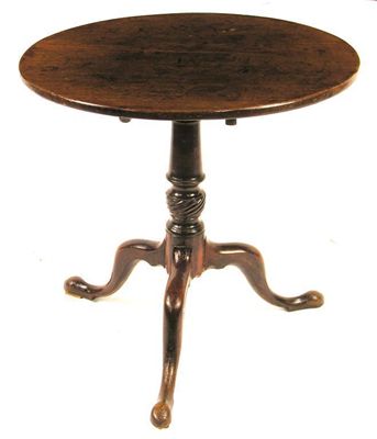 Appraisal: A mahogany tripod table with a circular tilt top and