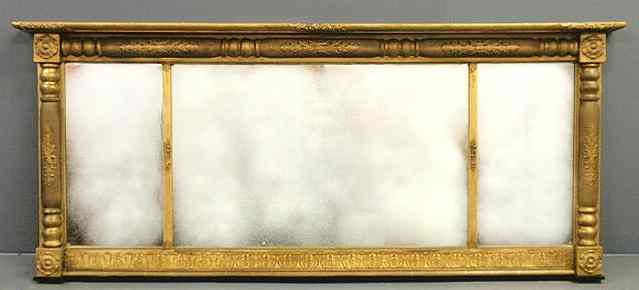 Appraisal: Empire gilt overmantel mirror h x w