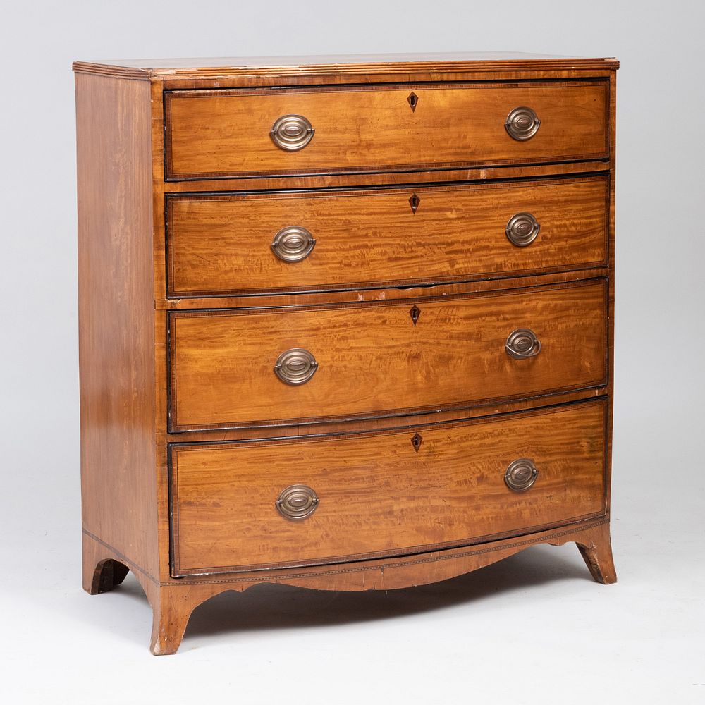 Appraisal: George III Inlaid Satinwood Bow-Fronted Chest of Drawers x x