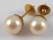 Appraisal: A pair of cultured pearl ear studs pearls approx mm