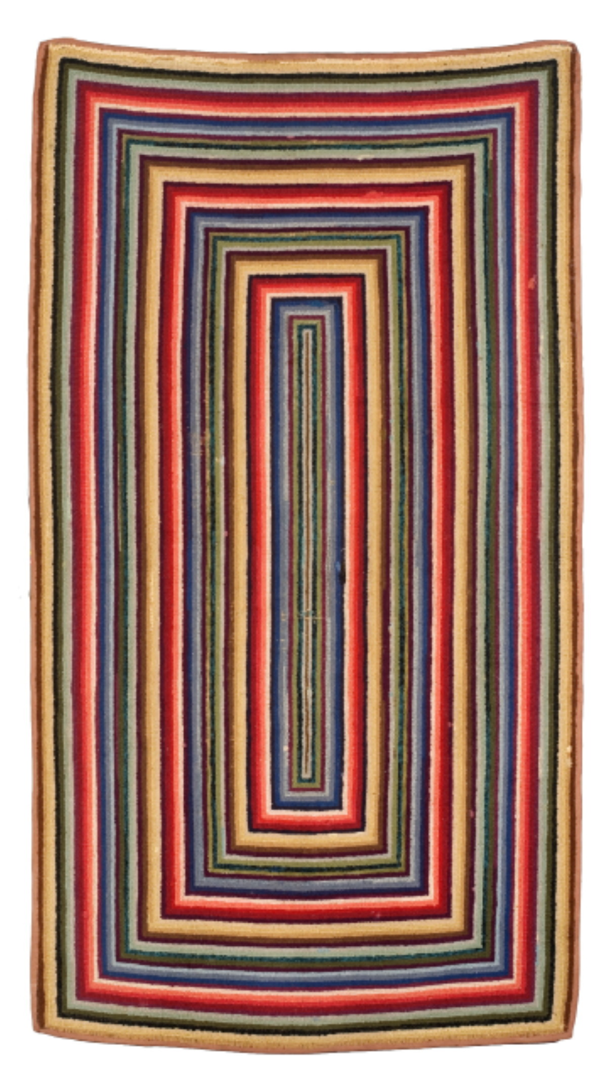 Appraisal: VIBRANT AMERICAN RAINBOW PATTERN HOOKED RUG CIRCA x inches