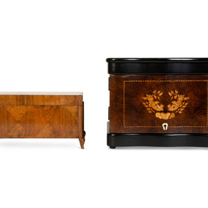 Appraisal: Two Continental Marquetry Boxes Late th Early th Century comprising